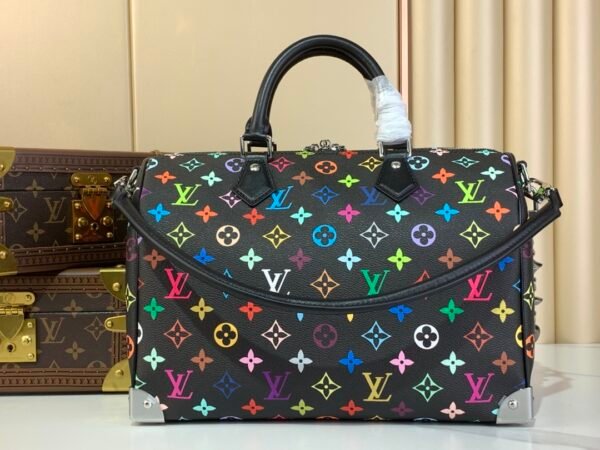 【LV X TM SPEEDY SOFT 30 Bag】M13257 (black) with chain - 图片 8