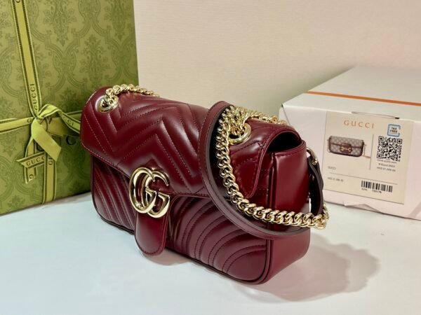 ❤️Authentic original leather (Imported from Italy) [Top-grade original goods] G's latest Anchor Red Marmont chain shoulder bag with wavy pattern - 图片 2