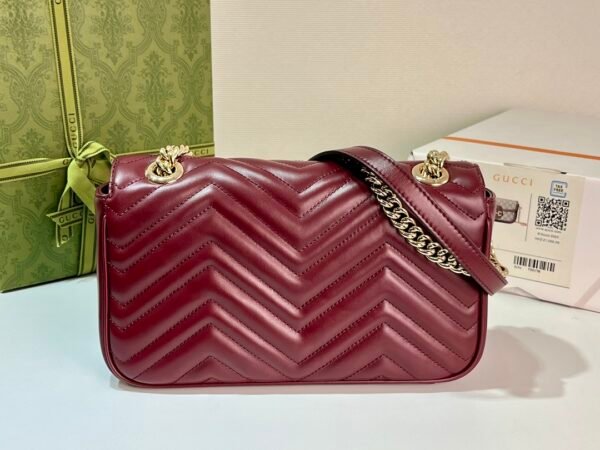 ❤️Authentic original leather (Imported from Italy) [Top-grade original goods] G's latest Anchor Red Marmont chain shoulder bag with wavy pattern - 图片 9