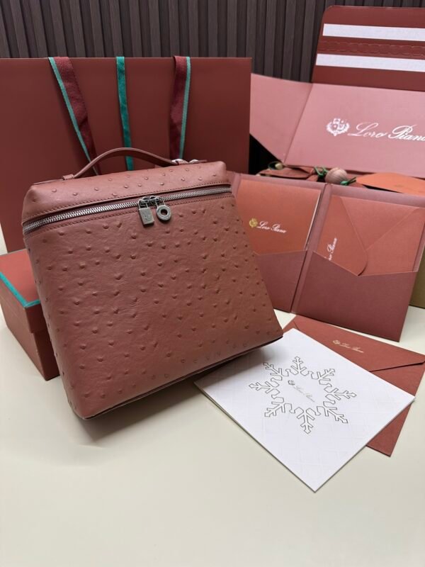 Loro piana Extra Pocket L23.5 Silver Buckle Item No.: FAI8511 Color: Red Brick Ostrich Leather