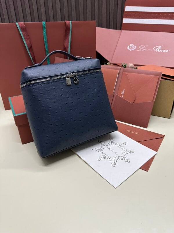 Loro piana Extra Pocket L23.5 Silver Buckle Item No.: FAI8511 Color: Midnight Blue Ostrich Leather