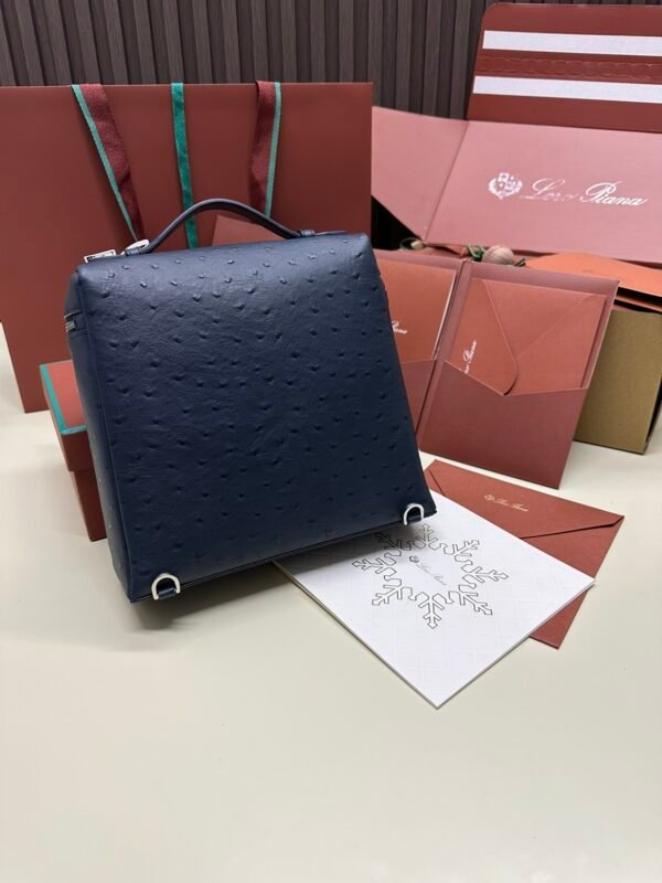 Loro piana Extra Pocket L23.5 Silver Buckle Item No.: FAI8511 Color: Midnight Blue Ostrich Leather - 图片 9