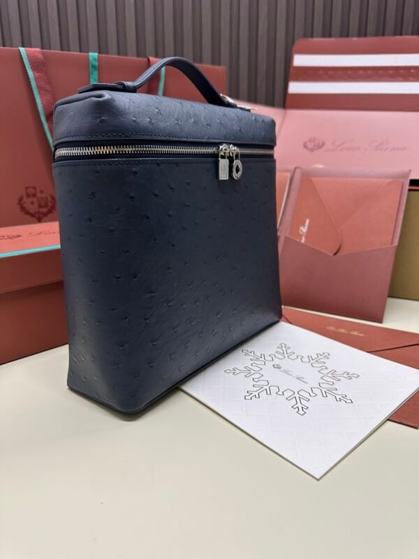 Loro piana Extra Pocket L23.5 Silver Buckle Item No.: FAI8511 Color: Midnight Blue Ostrich Leather - 图片 7