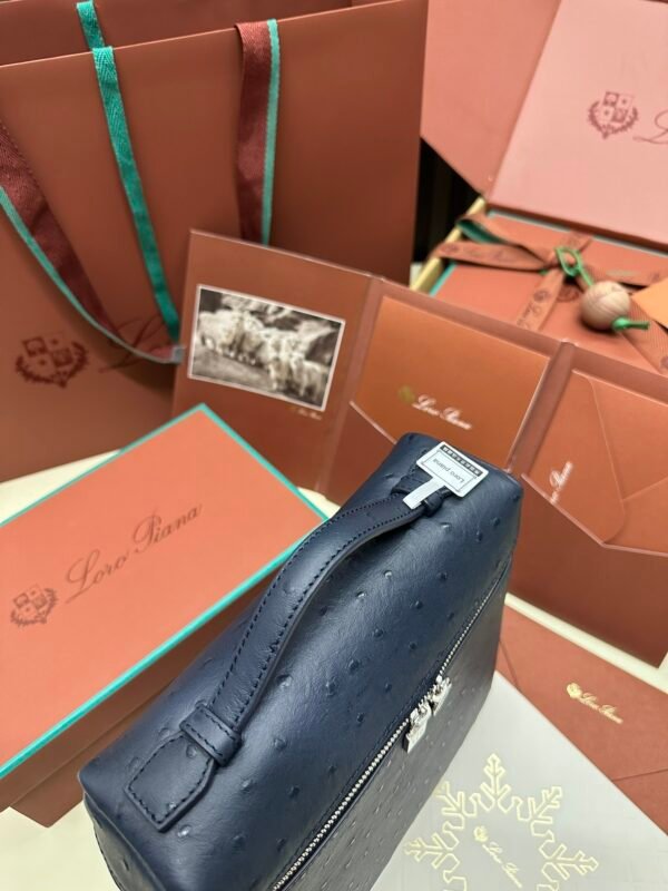 Loro piana Extra Pocket L23.5 Silver Buckle Item No.: FAI8511 Color: Midnight Blue Ostrich Leather - 图片 6