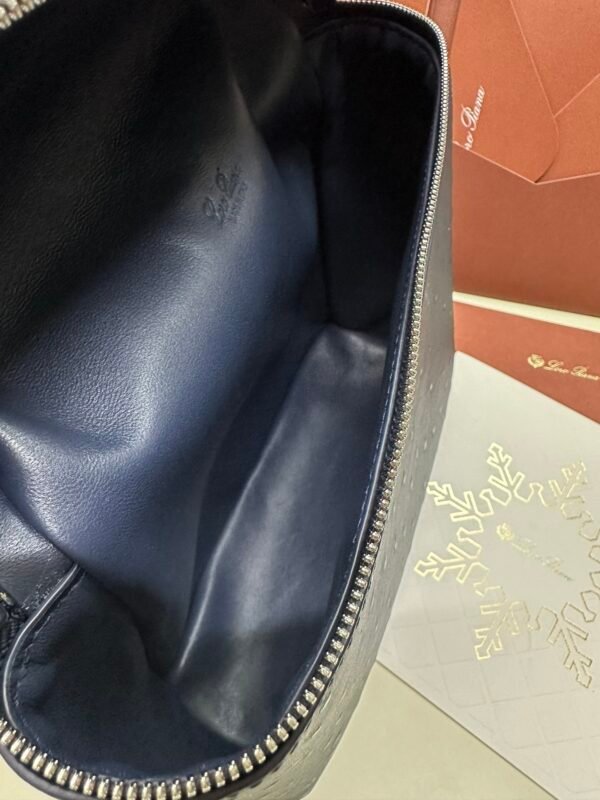 Loro piana Extra Pocket L23.5 Silver Buckle Item No.: FAI8511 Color: Midnight Blue Ostrich Leather - 图片 3
