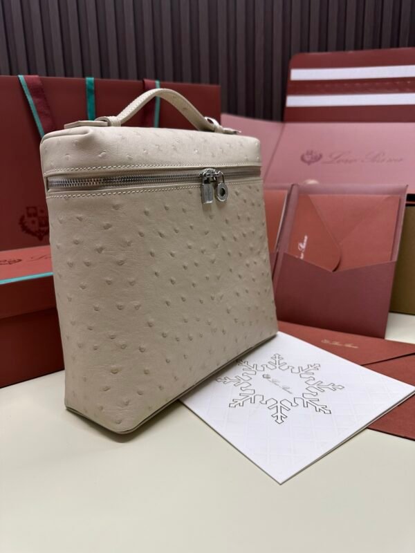 Loro piana Extra Pocket L23.5 Silver Buckle Item No.: FAI8511 Color: Light Beige Ostrich Leather - 图片 7