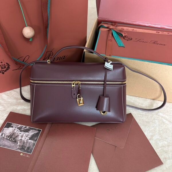 Loro piana autumn and winter new models Extra bag upgraded version L27 red bean plain weave