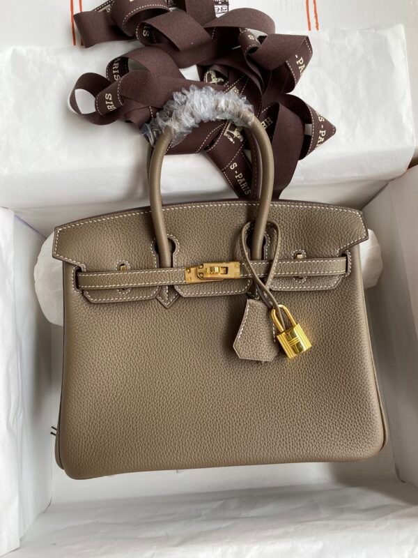 Birkin 25cm imported Togo leather elephant grey 🐘 gold buckle wax thread