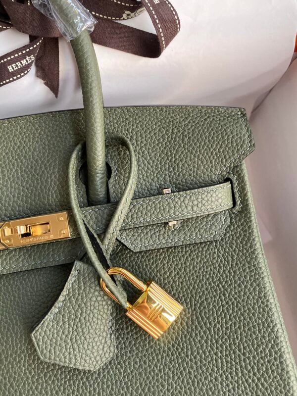 Birkin 25cm imported Togo leather jungle green gold buckle wax thread - 图片 9