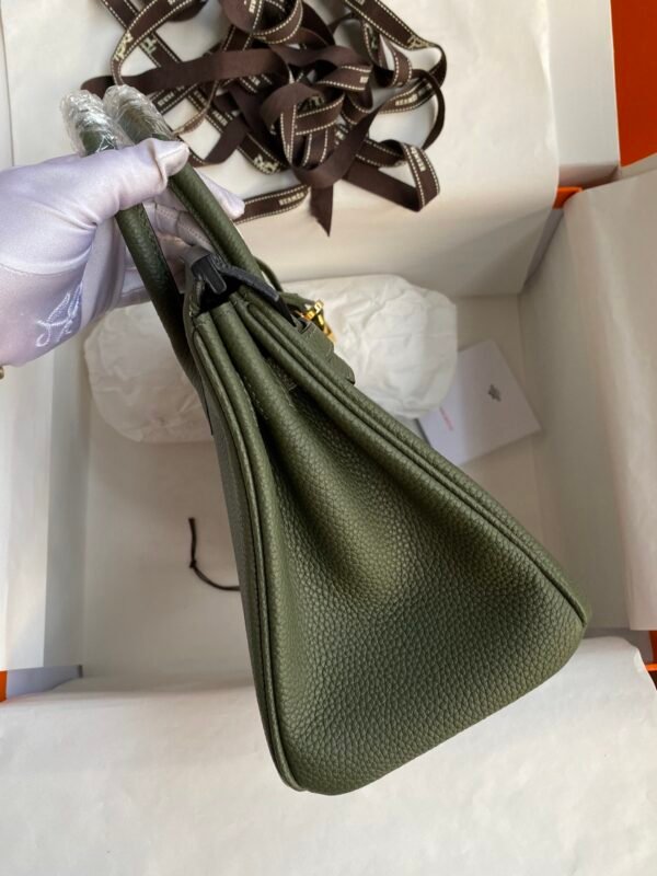 Birkin 25cm imported Togo leather jungle green gold buckle wax thread - 图片 7