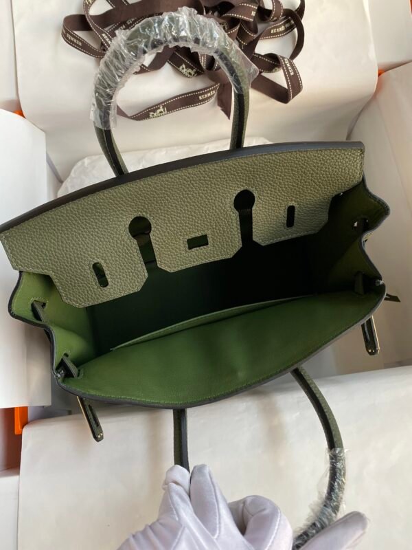 Birkin 25cm imported Togo leather jungle green gold buckle wax thread - 图片 6