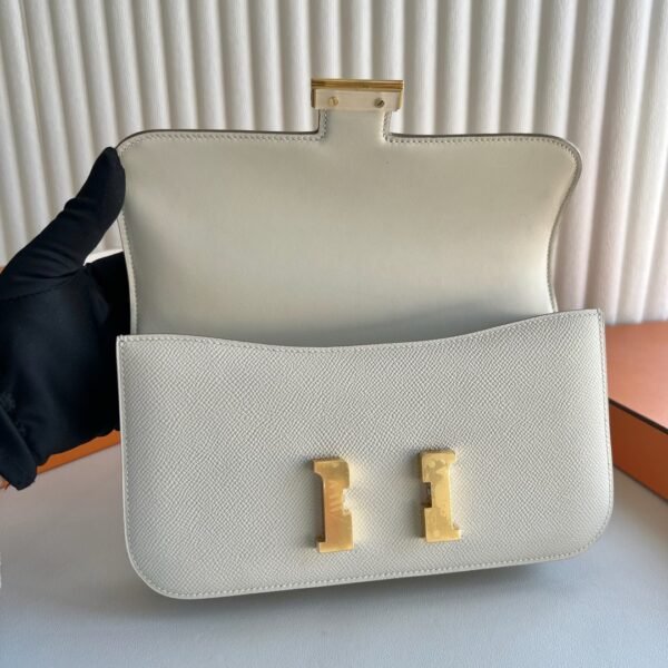 In stock🌟 Constance elan 23cm🪞 Mirror model Epsom Color: Ck10 Milkshake White Craie Gold buckle First-class craftsmanship Fully handmade wax thread stitching - 图片 8