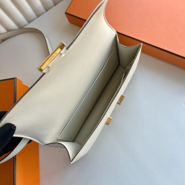 In stock🌟 Constance elan 23cm🪞 Mirror model Epsom Color: Ck10 Milkshake White Craie Gold buckle First-class craftsmanship Fully handmade wax thread stitching - 图片 7