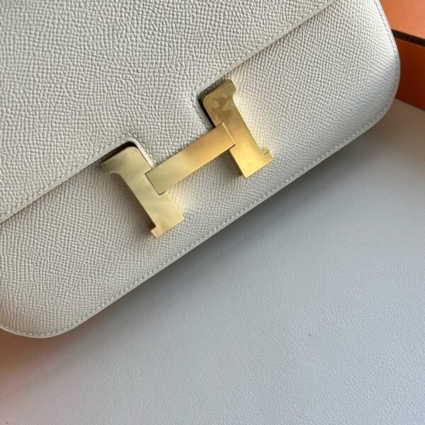 In stock🌟 Constance elan 23cm🪞 Mirror model Epsom Color: Ck10 Milkshake White Craie Gold buckle First-class craftsmanship Fully handmade wax thread stitching - 图片 5