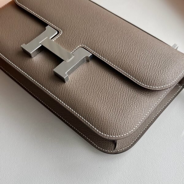In stock🌟 Constance elan 23cm🪞 Mirror model Epsom Color: Ck18 elephant gray silver buckle First-class craftsmanship fully handmade wax thread - 图片 2