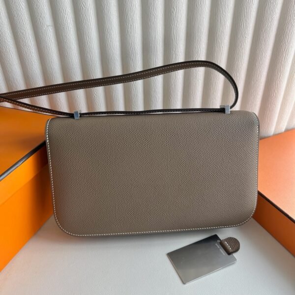 In stock🌟 Constance elan 23cm🪞 Mirror model Epsom Color: Ck18 elephant gray silver buckle First-class craftsmanship fully handmade wax thread - 图片 9