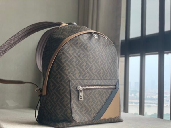 【Chiodo Diagonal】Canvas Medium Backpack F670 Brown - 图片 2