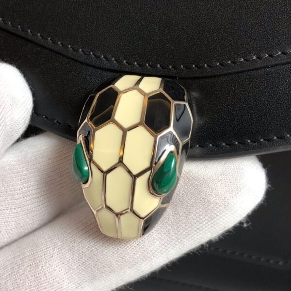 Bulgari Fetal Cow Series Black Hardware Upgraded Edition Malachite Snake Head👵 - 图片 8