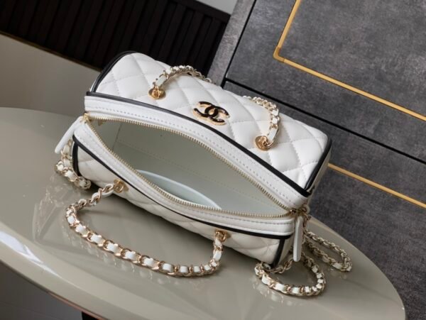 Snow White 👸🚩🚩🚩OHANEL 《White with Black Edge》 Boston 🤩🤩🤩Chanel 25P bowling - 图片 5