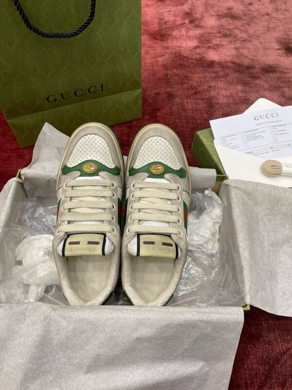 Gucci Screener series dirty shoes, purchasing-level "green leather", unisex style Women's style Men's style - 图片 4